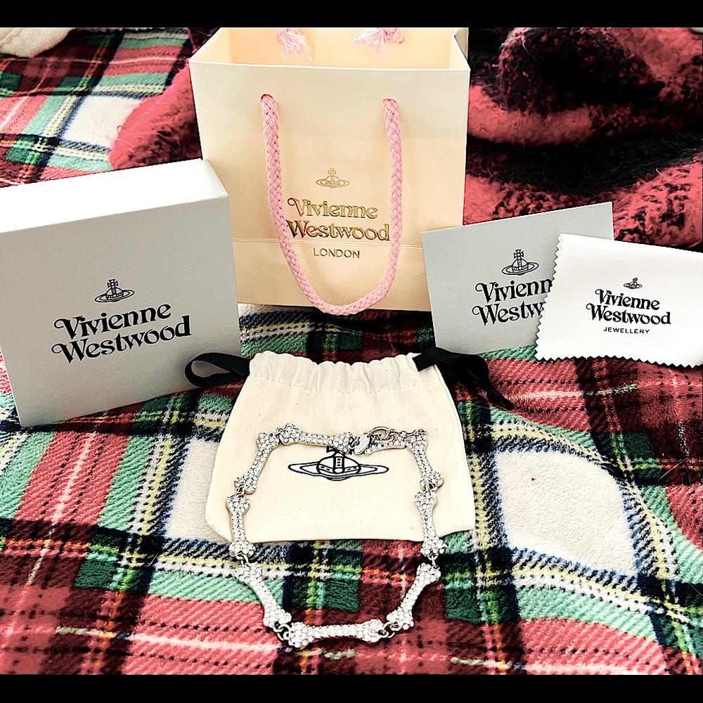 Vivienne Westwood Chocker — Silver with Crystals Bone Chocker (NWT)